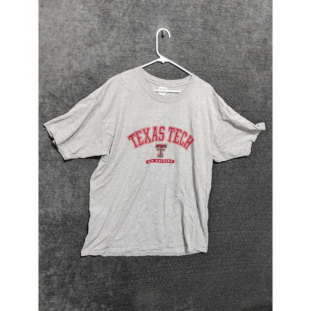 Gildan Texas Tech Red Raiders T-Shirt Mens XL Gray Short Sleeve Heavyweight Tee